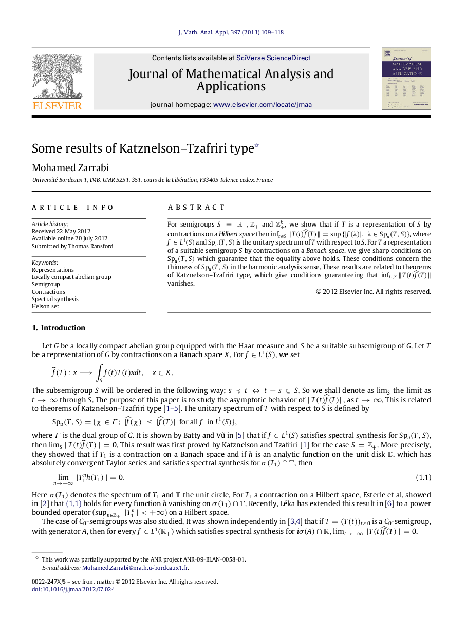 Some results of Katznelson-Tzafriri type