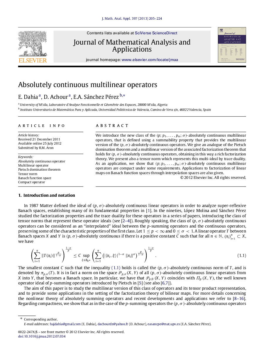 Absolutely continuous multilinear operators