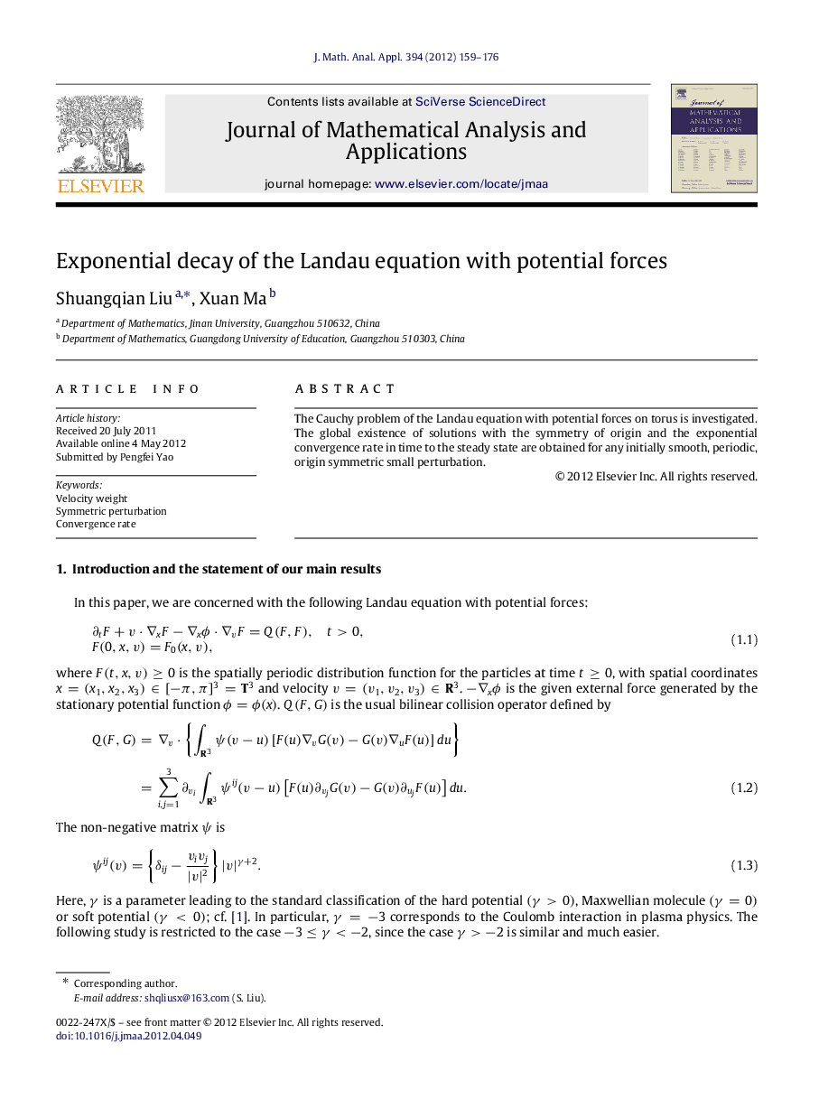 Exponential decay of the Landau equation with potential forces