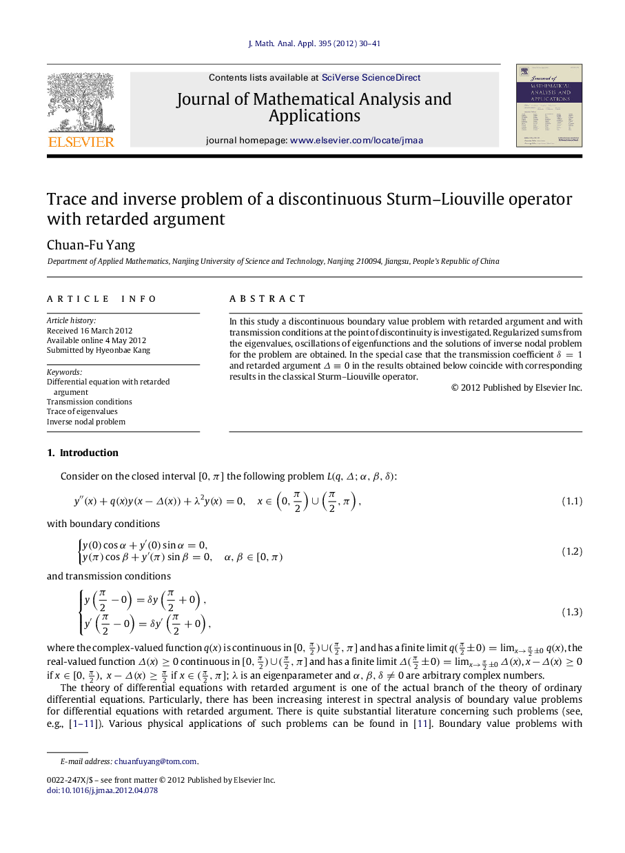 Trace and inverse problem of a discontinuous Sturm-Liouville operator with retarded argument