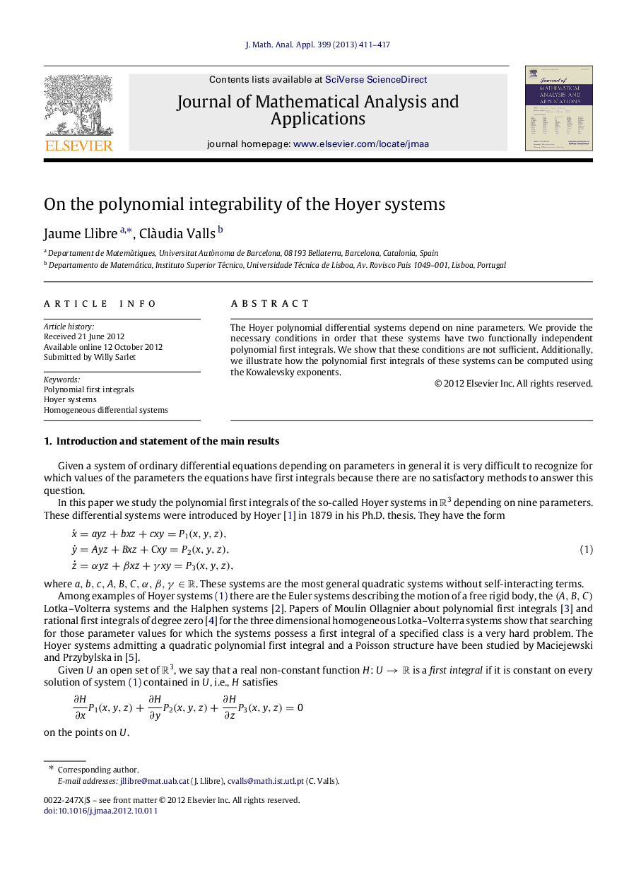 On the polynomial integrability of the Hoyer systems