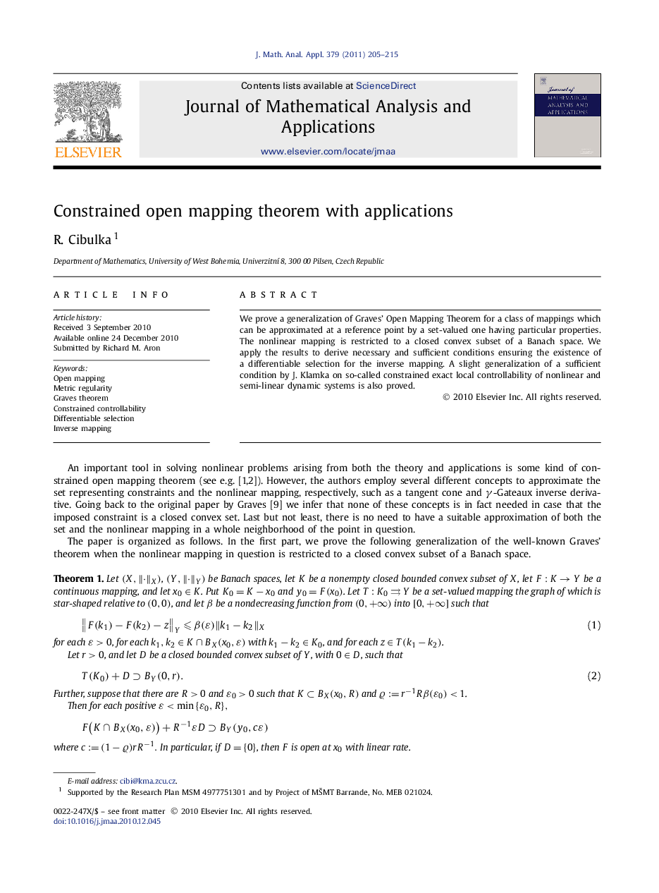 Constrained open mapping theorem with applications