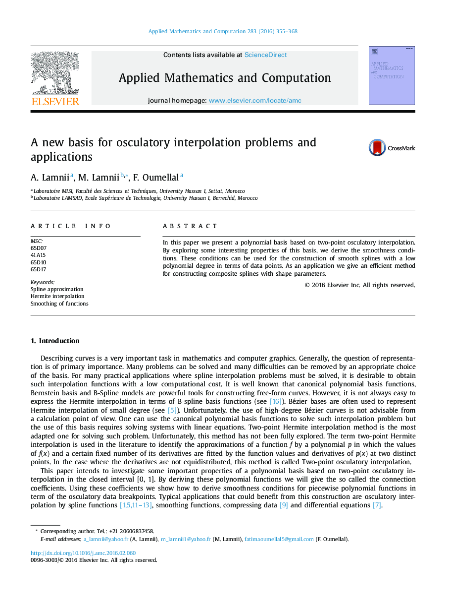 A new basis for osculatory interpolation problems and applications