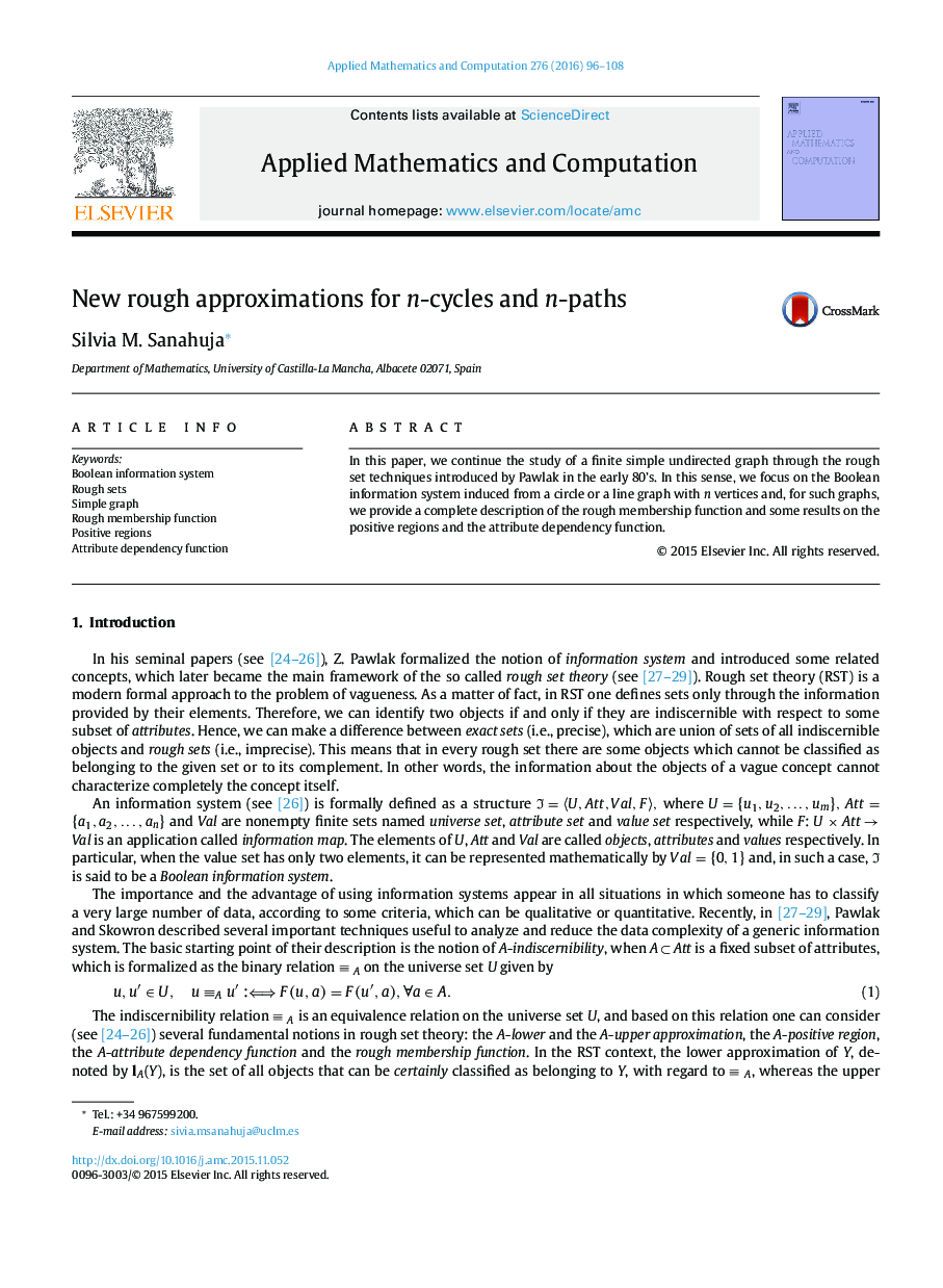 New rough approximations for n-cycles and n-paths