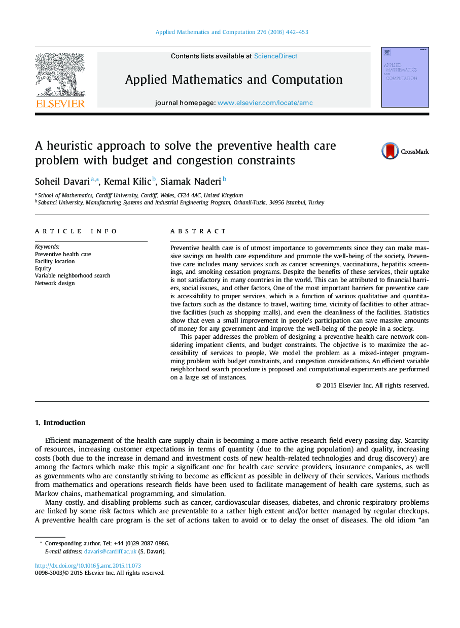 A heuristic approach to solve the preventive health care problem with budget and congestion constraints