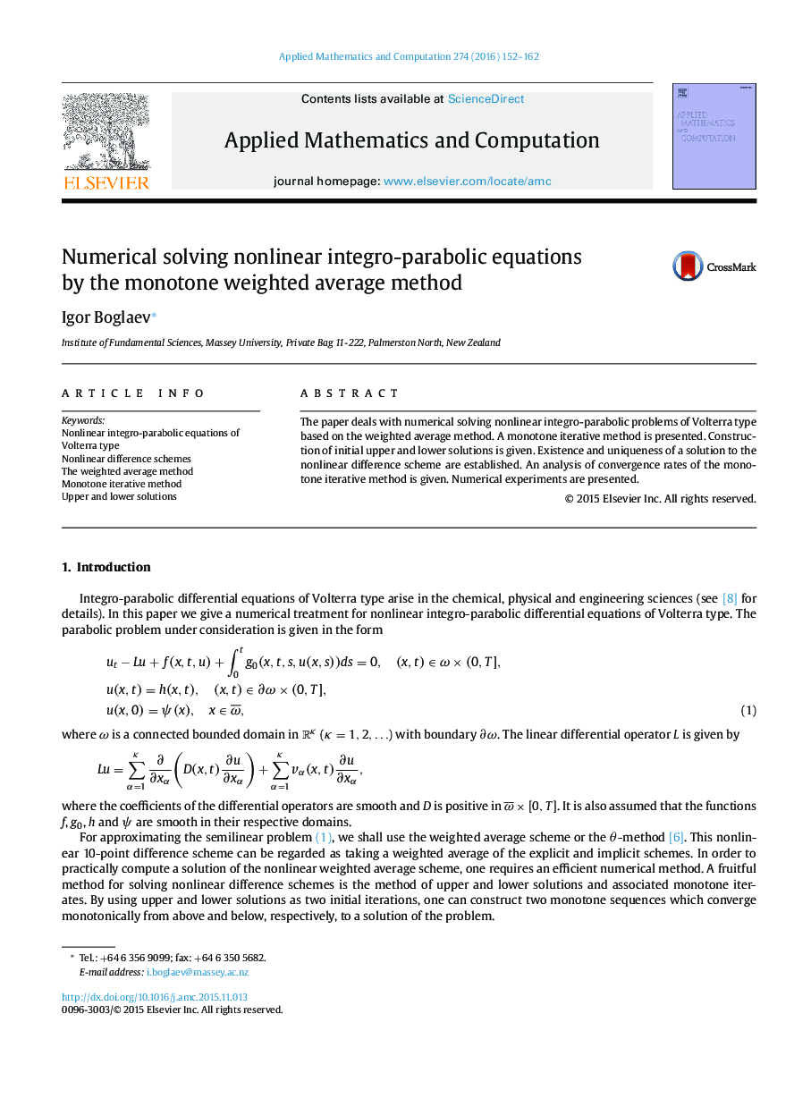Numerical solving nonlinear integro-parabolic equations by the monotone weighted average method