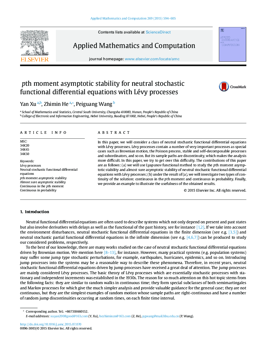 
pth moment asymptotic stability for neutral stochastic functional differential equations with Lévy processes