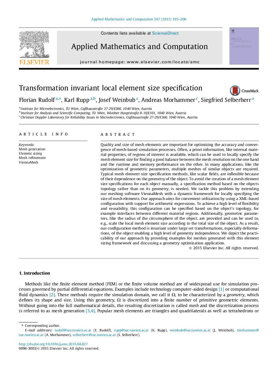 Transformation invariant local element size specification