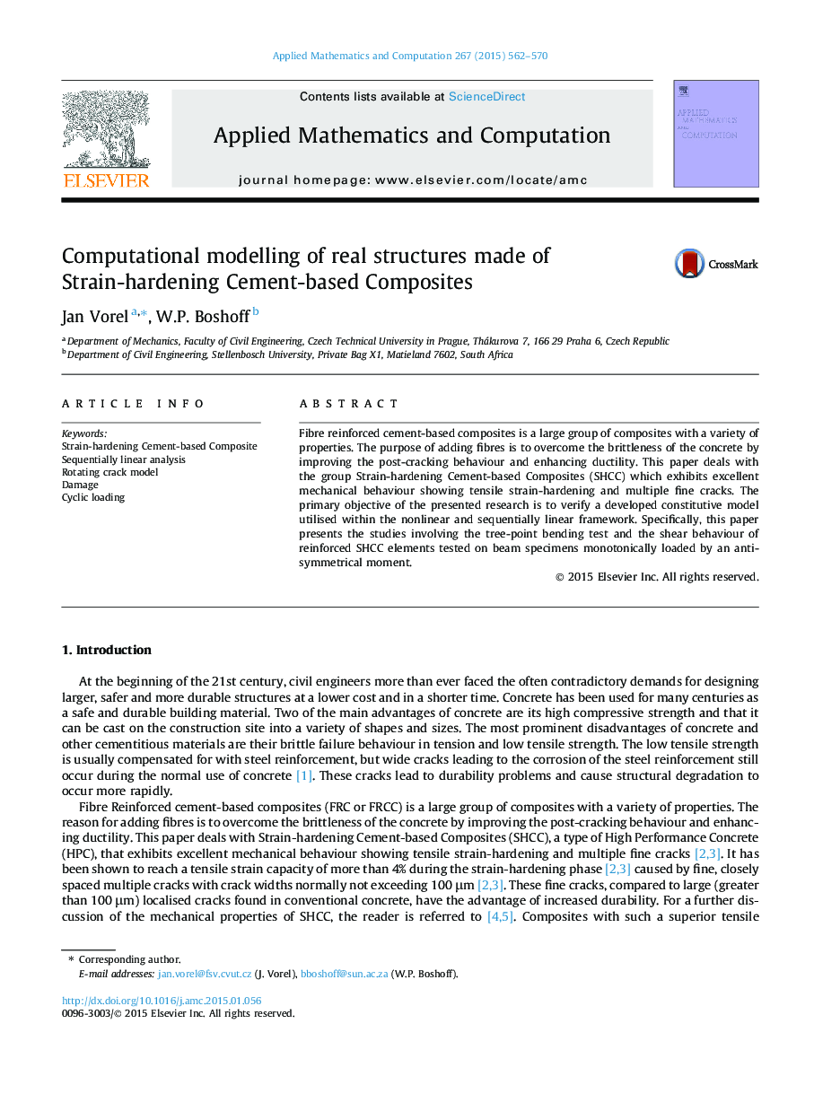 Computational modelling of real structures made of Strain-hardening Cement-based Composites