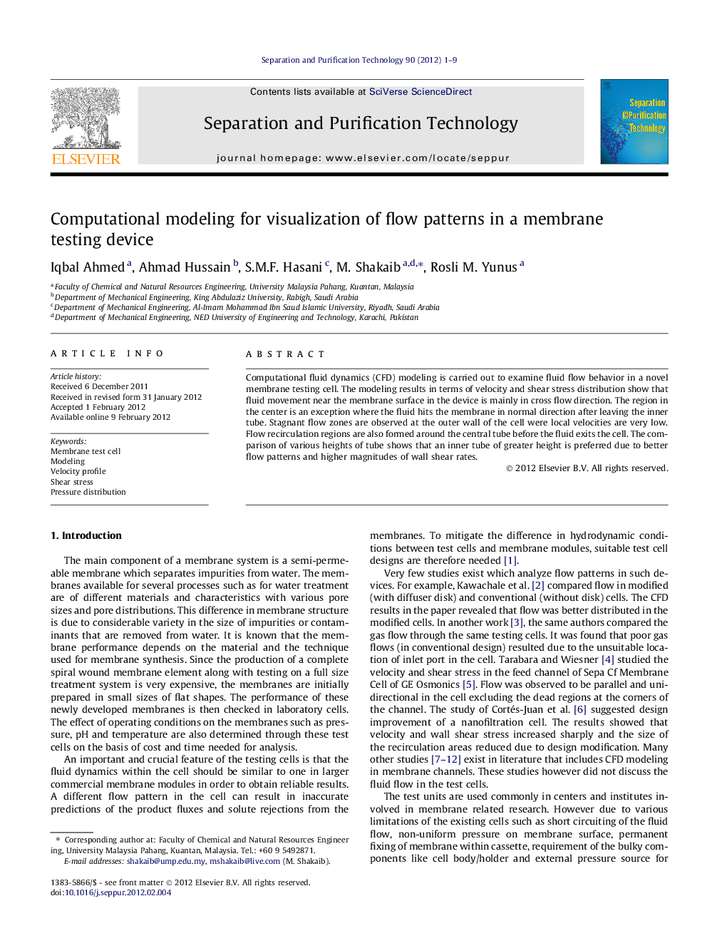 Computational modeling for visualization of flow patterns in a membrane testing device