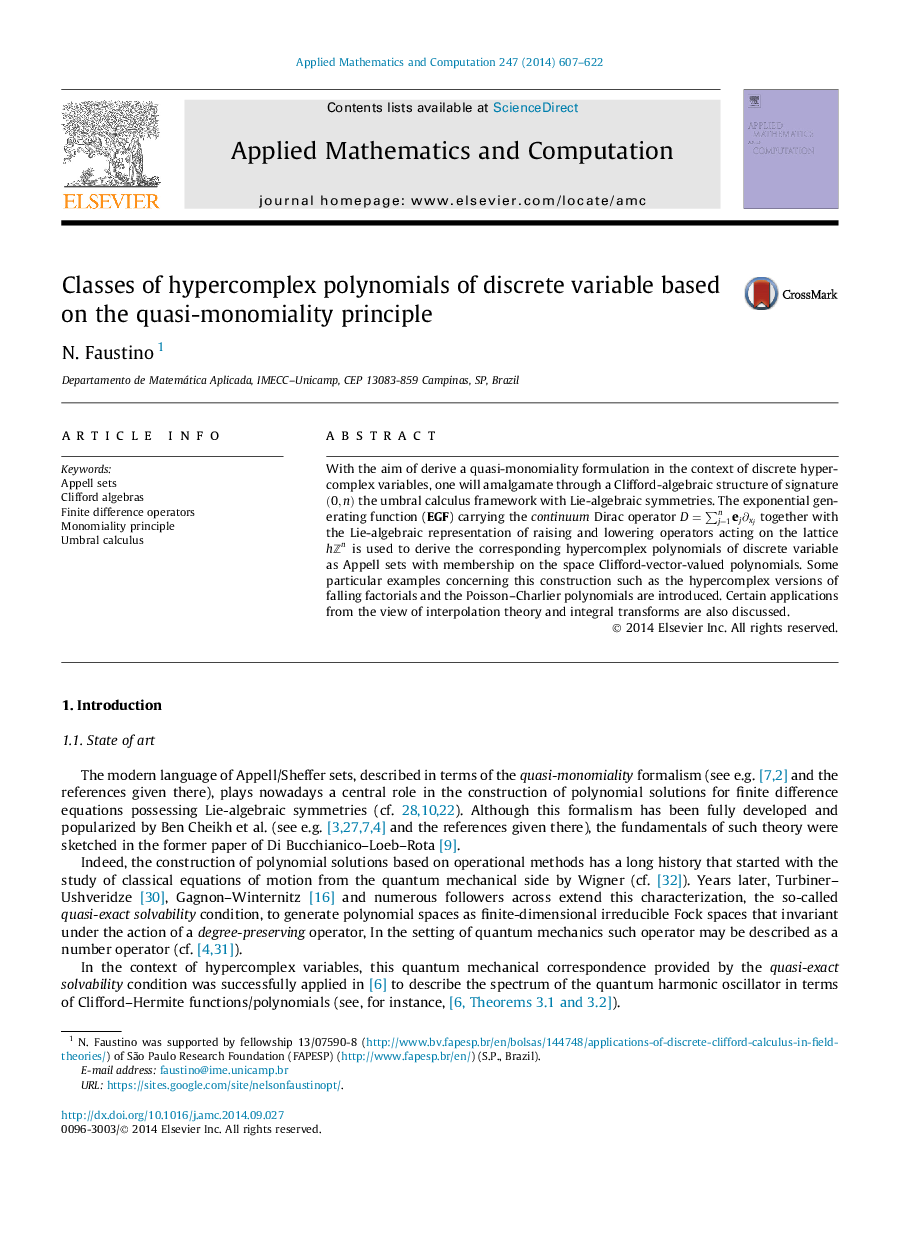 Classes of hypercomplex polynomials of discrete variable based on the quasi-monomiality principle