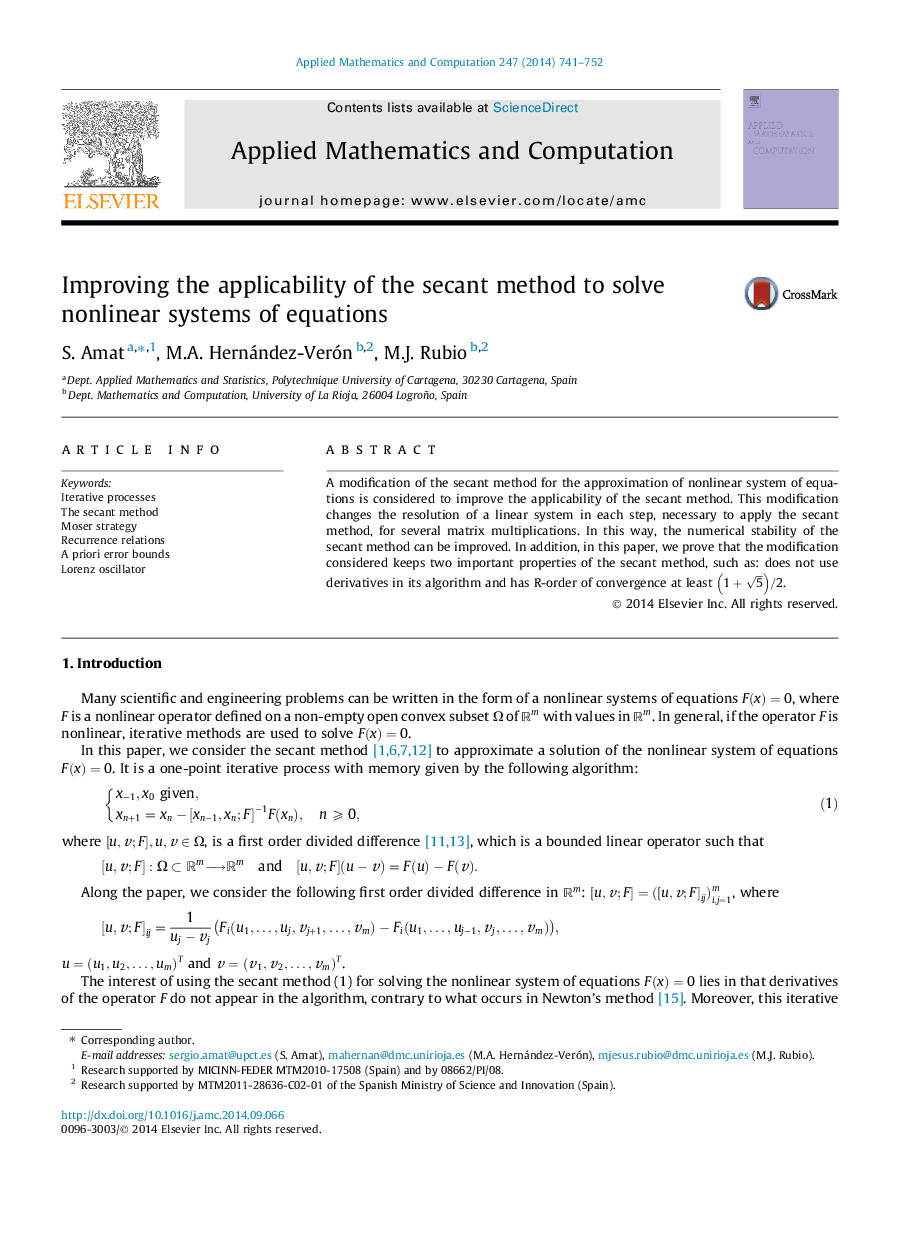 Improving the applicability of the secant method to solve nonlinear systems of equations