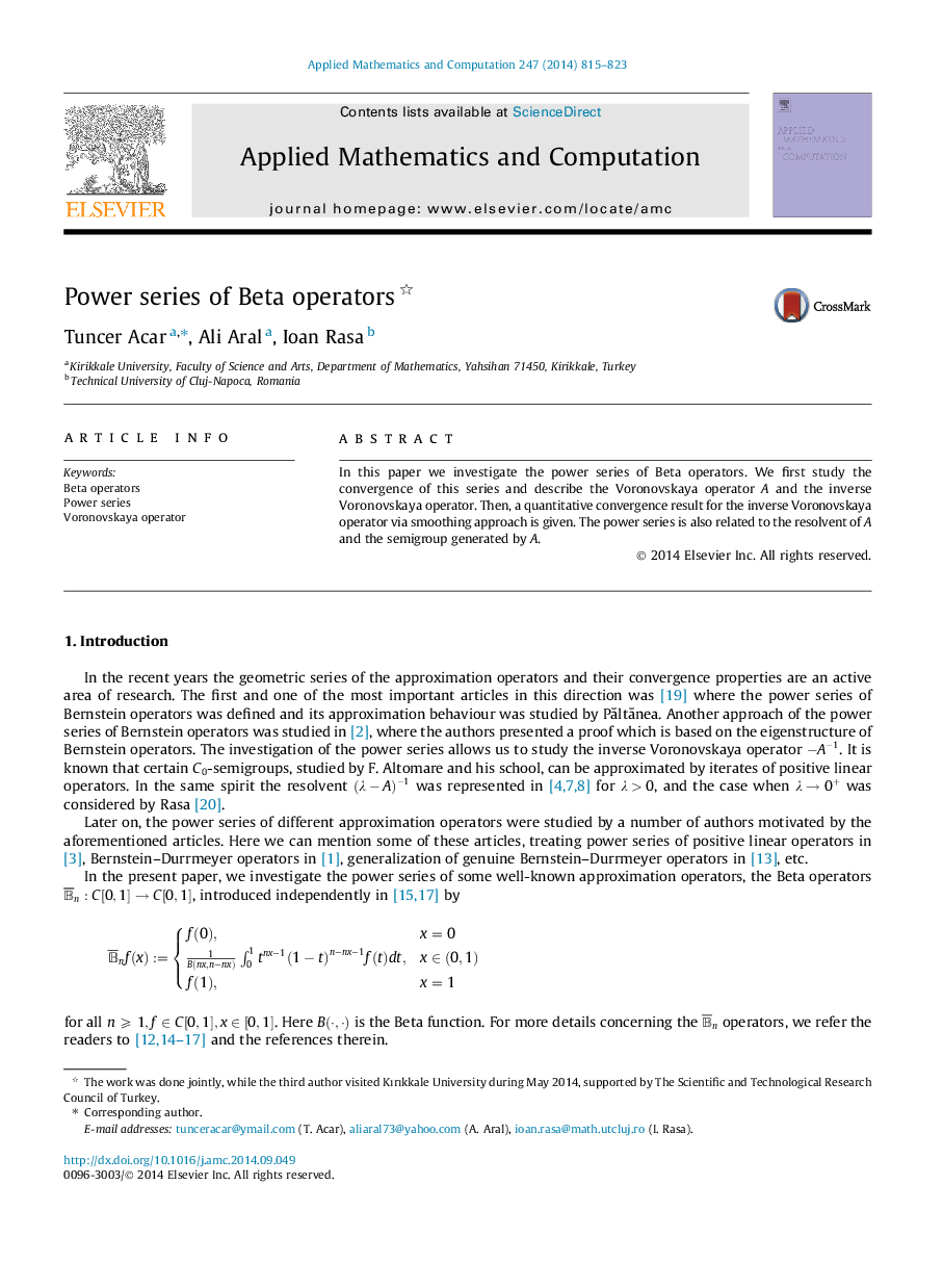 Power series of Beta operators