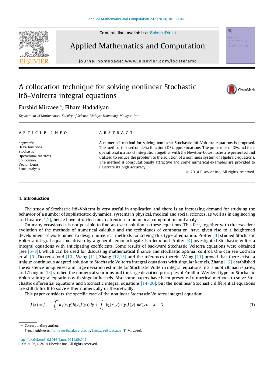 A collocation technique for solving nonlinear Stochastic ItÃ´-Volterra integral equations