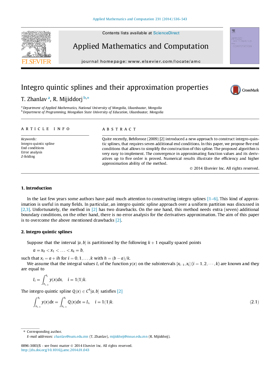 Integro quintic splines and their approximation properties