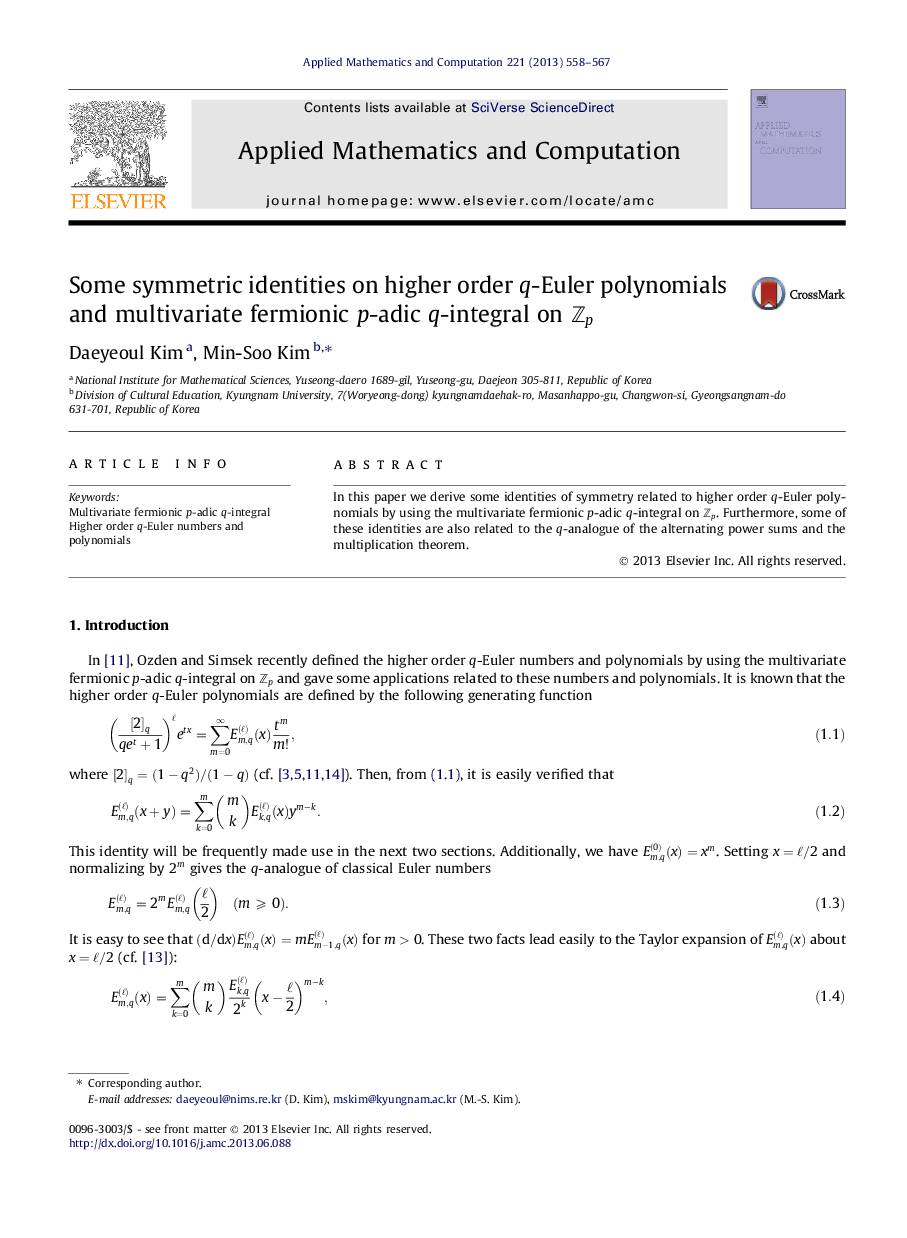 Some symmetric identities on higher order q-Euler polynomials and multivariate fermionic p-adic q-integral on Zp