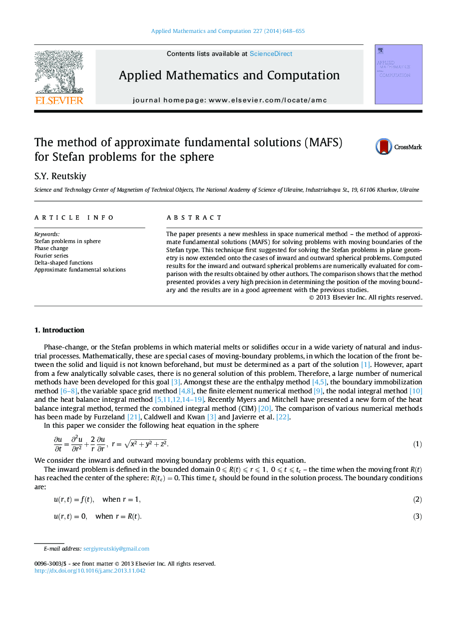 The method of approximate fundamental solutions (MAFS) for Stefan problems for the sphere