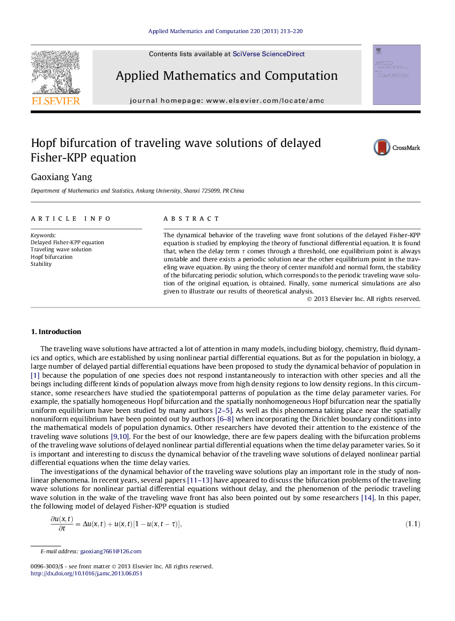 Hopf bifurcation of traveling wave solutions of delayed Fisher-KPP equation