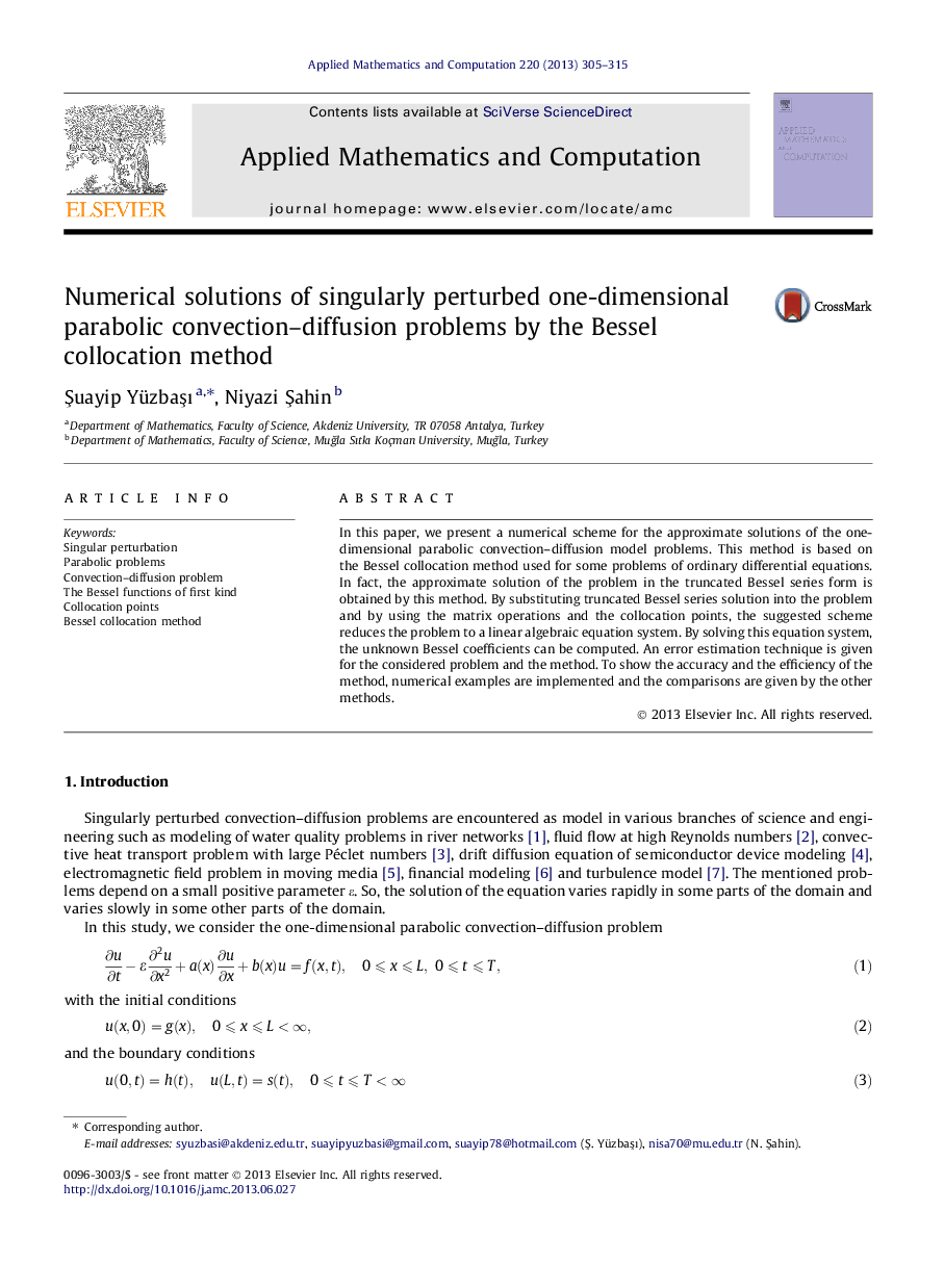 Numerical solutions of singularly perturbed one-dimensional parabolic convection-diffusion problems by the Bessel collocation method