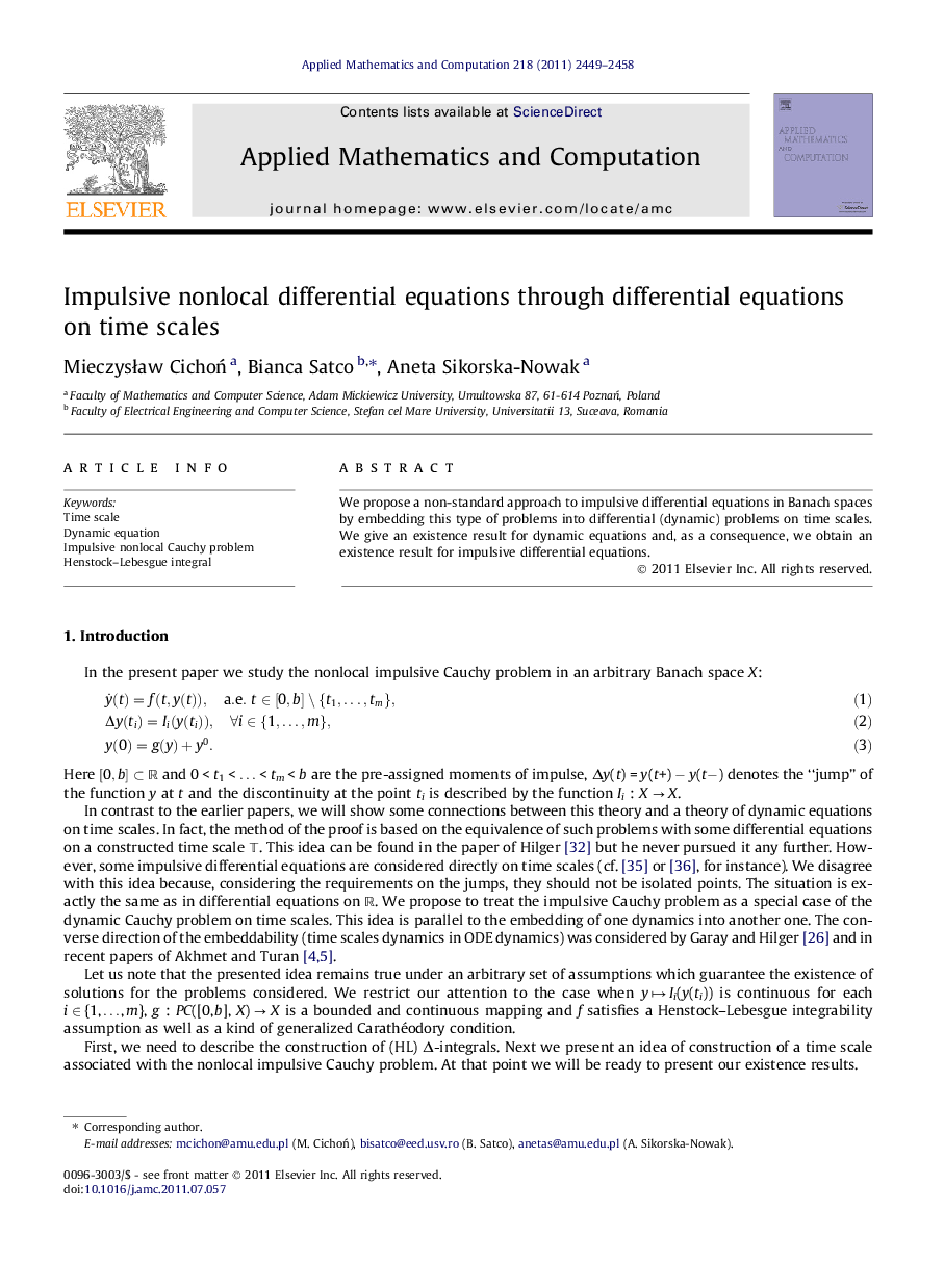 Impulsive nonlocal differential equations through differential equations on time scales