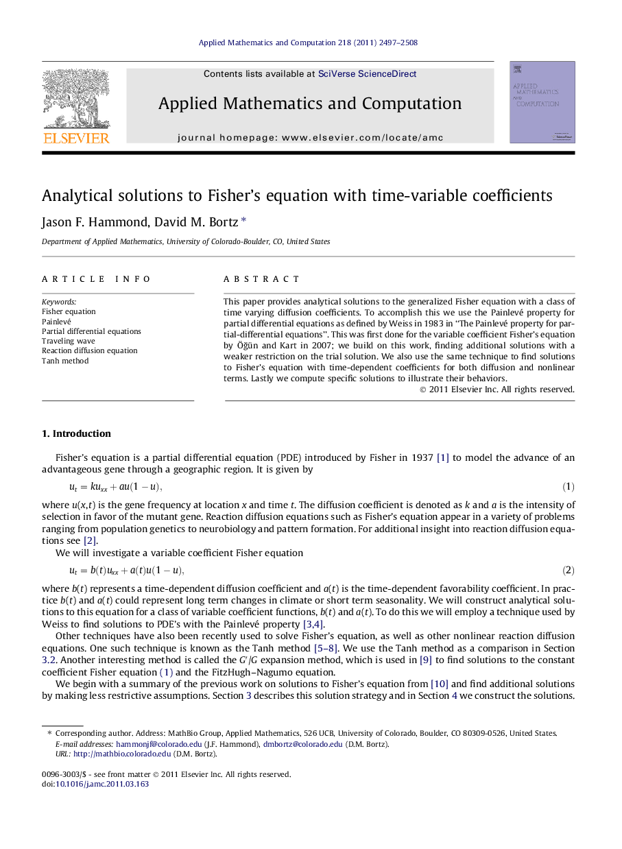 Analytical solutions to Fisher's equation with time-variable coefficients