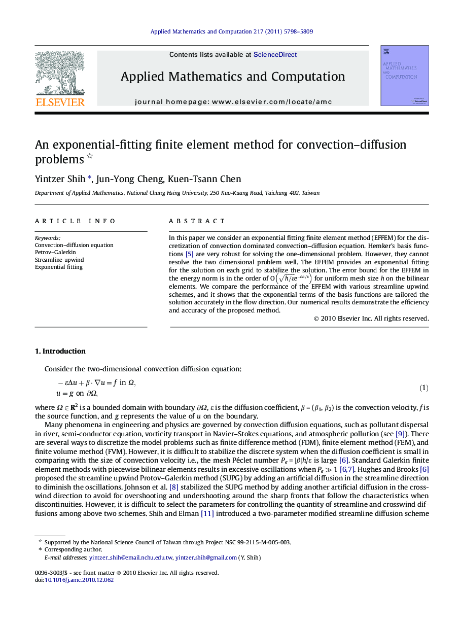 An exponential-fitting finite element method for convection-diffusion problems