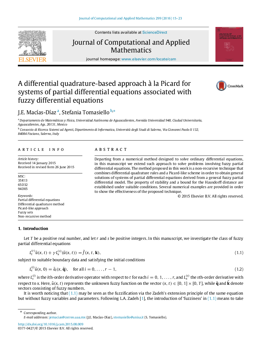 A differential quadrature-based approach Ã  la Picard for systems of partial differential equations associated with fuzzy differential equations