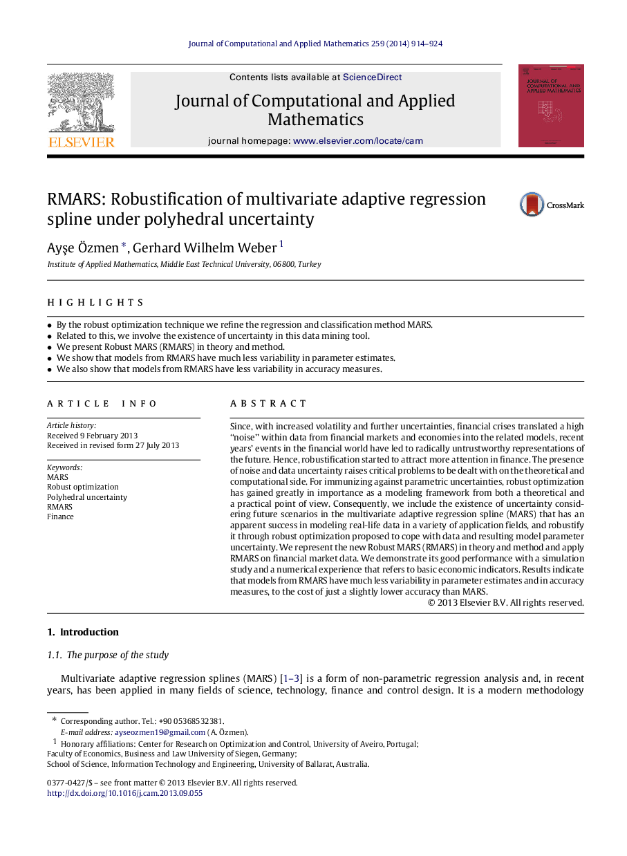 RMARS: Robustification of multivariate adaptive regression spline under polyhedral uncertainty