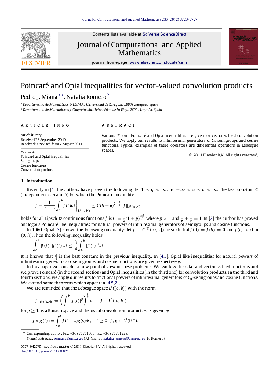 Poincaré and Opial inequalities for vector-valued convolution products