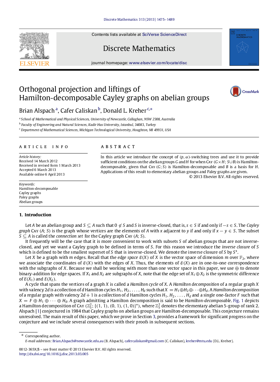 Orthogonal projection and liftings of Hamilton-decomposable Cayley graphs on abelian groups