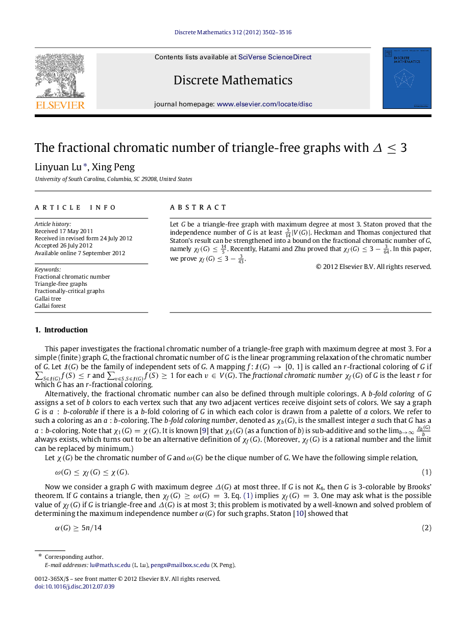 The fractional chromatic number of triangle-free graphs with Îâ¤3