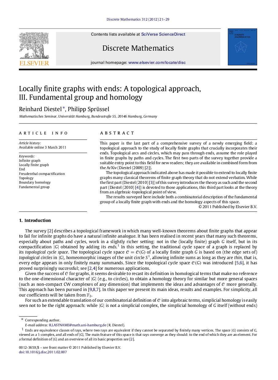 Locally finite graphs with ends: A topological approach, III. Fundamental group and homology