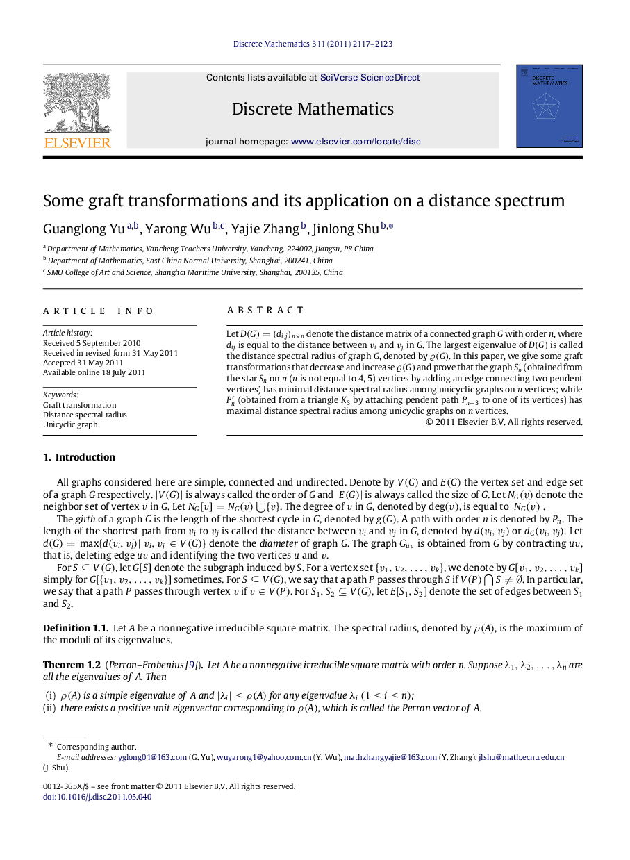 Some graft transformations and its application on a distance spectrum