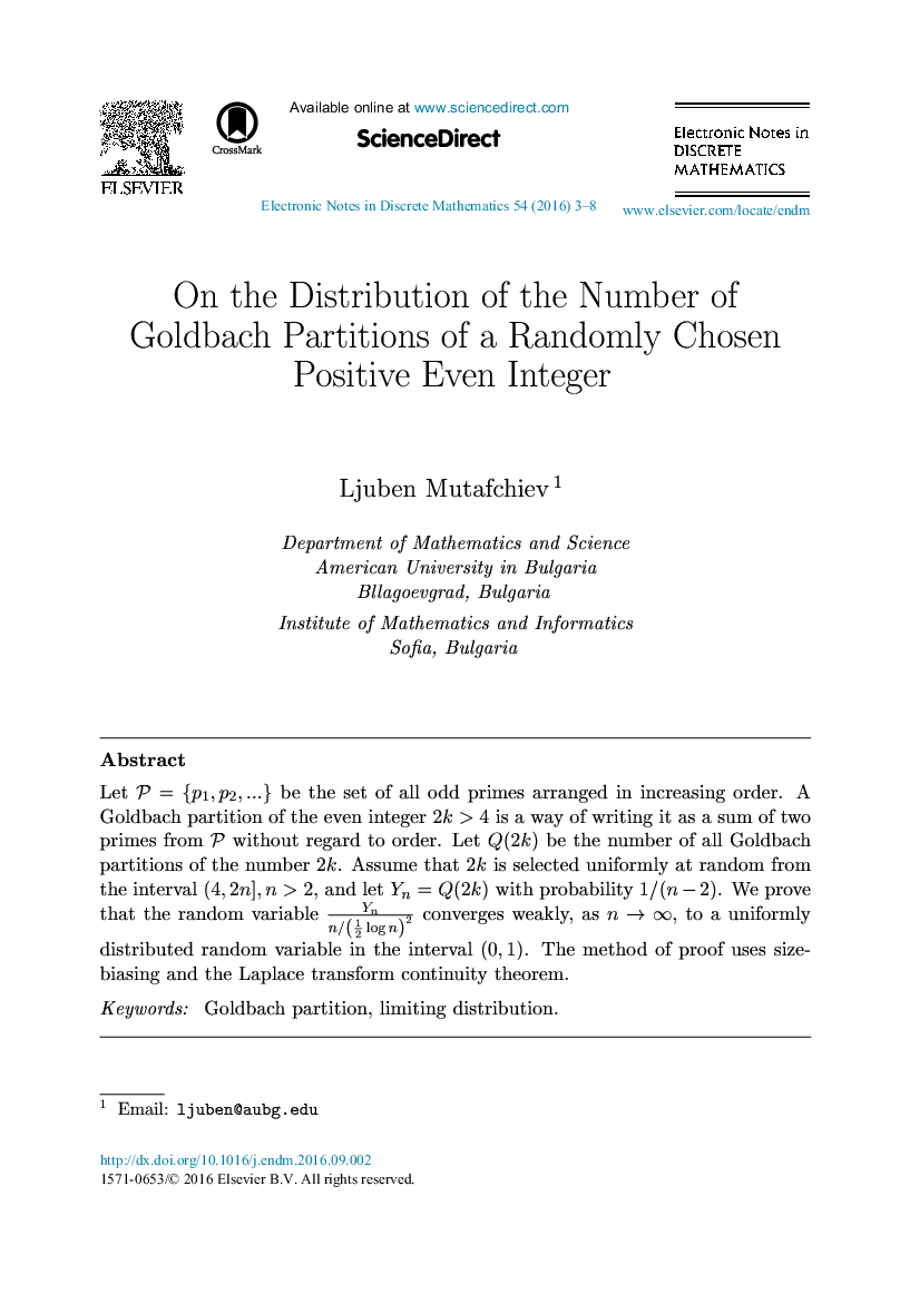 On the Distribution of the Number of Goldbach Partitions of a Randomly Chosen Positive Even Integer