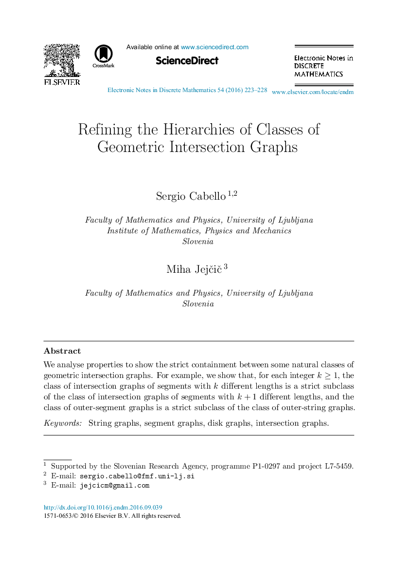 Refining the Hierarchies of Classes of Geometric Intersection Graphs