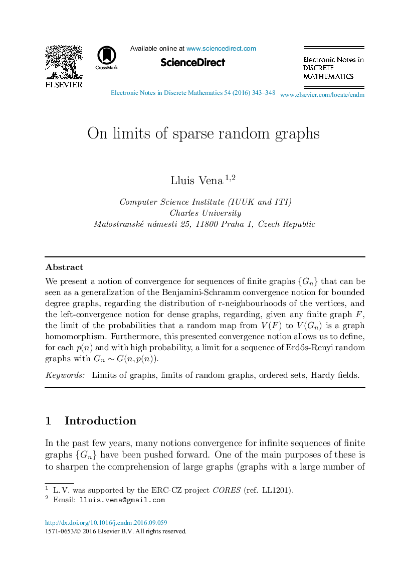 On limits of sparse random graphs