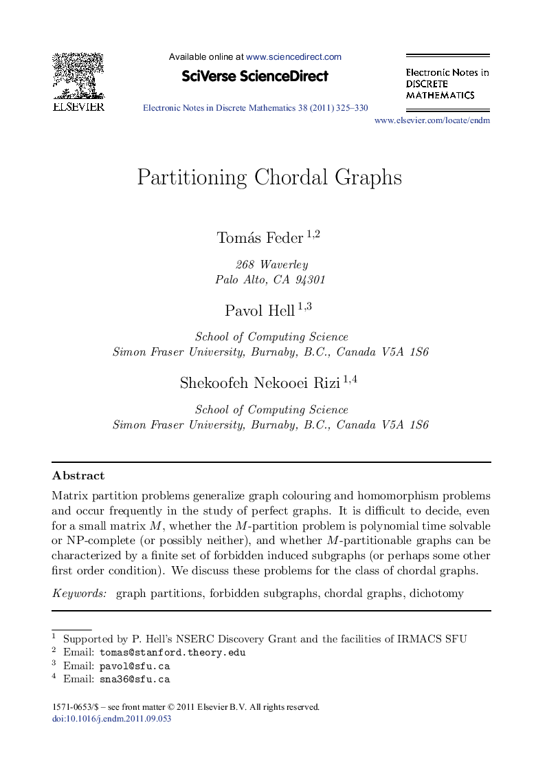 Partitioning Chordal Graphs