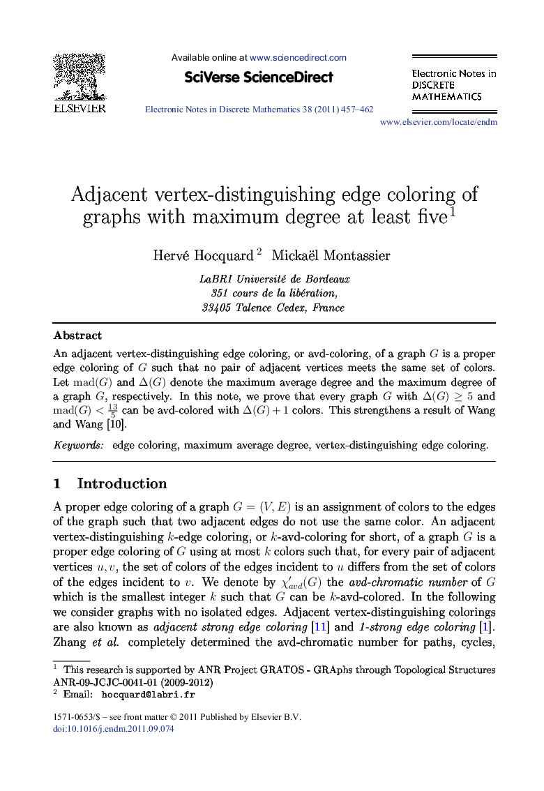 Adjacent vertex-distinguishing edge coloring of graphs with maximum degree at least five