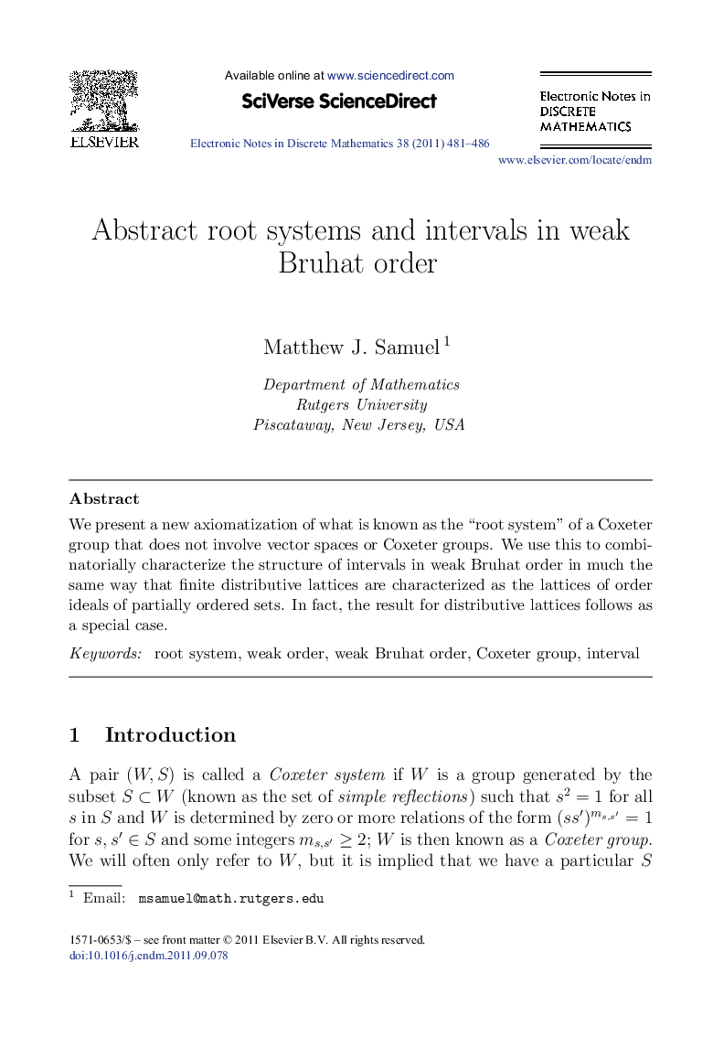 Abstract root systems and intervals in weak Bruhat order