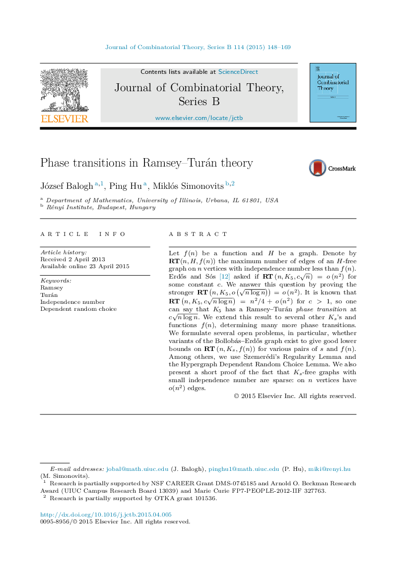 Phase transitions in Ramsey-Turán theory