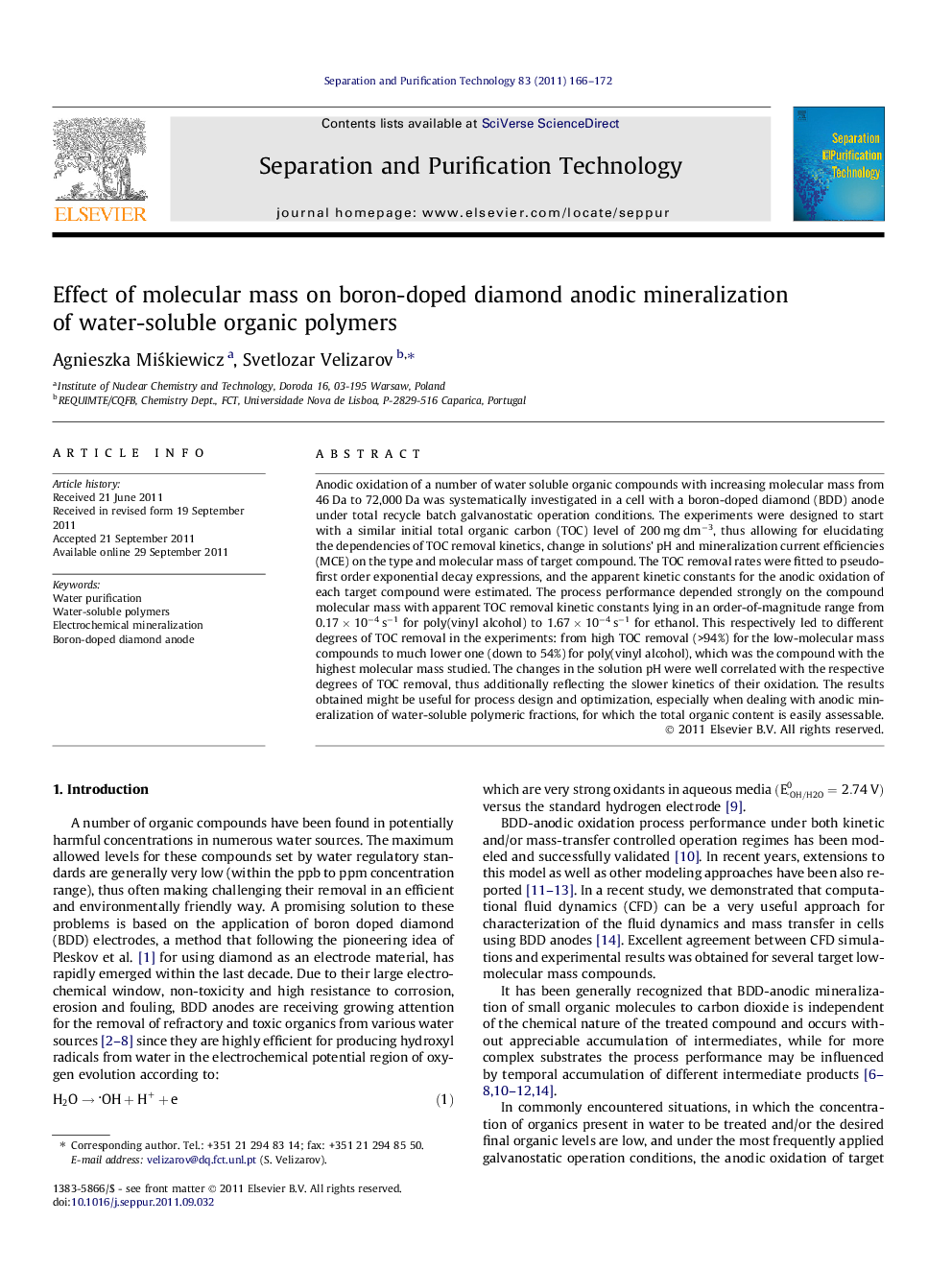 Effect of molecular mass on boron-doped diamond anodic mineralization of water-soluble organic polymers