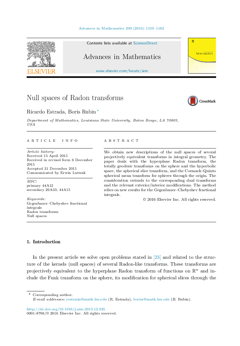 Null spaces of Radon transforms