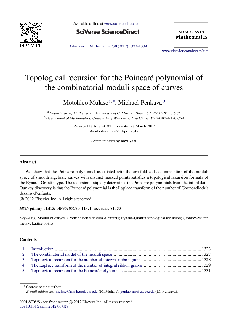 Topological recursion for the Poincaré polynomial of the combinatorial moduli space of curves