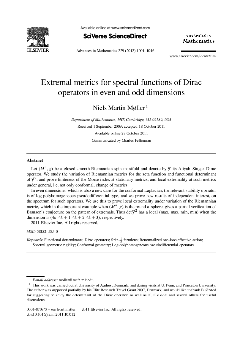 Extremal metrics for spectral functions of Dirac operators in even and odd dimensions