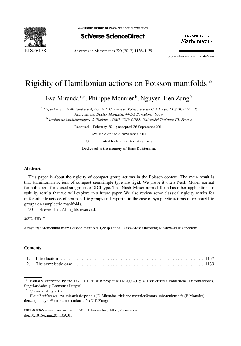 Rigidity of Hamiltonian actions on Poisson manifolds