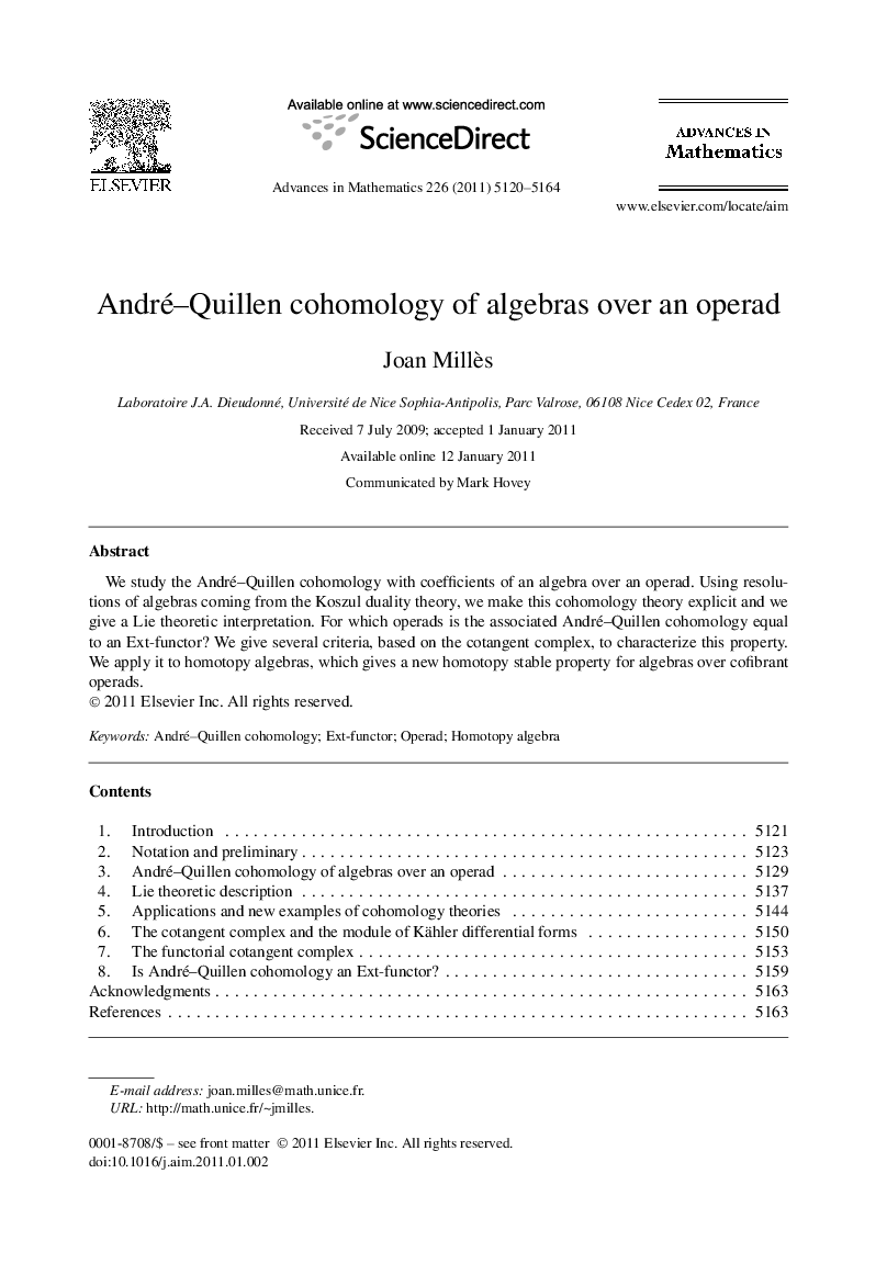 André-Quillen cohomology of algebras over an operad