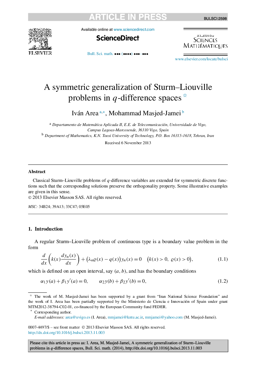 A symmetric generalization of Sturm-Liouville problems in q-difference spaces