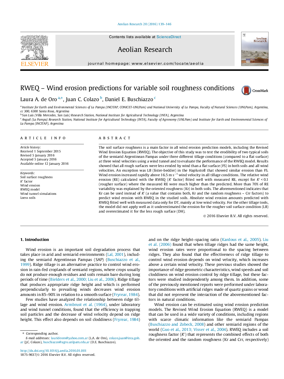 RWEQ - Wind erosion predictions for variable soil roughness conditions