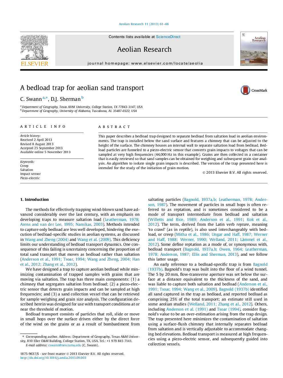 A bedload trap for aeolian sand transport