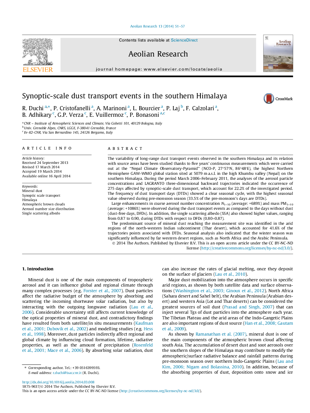 Synoptic-scale dust transport events in the southern Himalaya